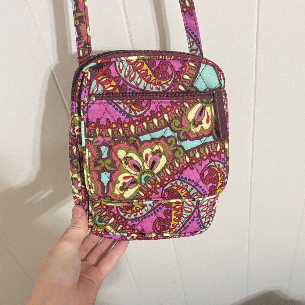 Vera Bradley Pink and Green Patterned Crossbody Bag
